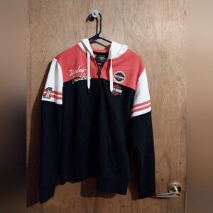 Harley-Davidson Women's XL Vlassic Colorblock Hoodie Full Zip Patches